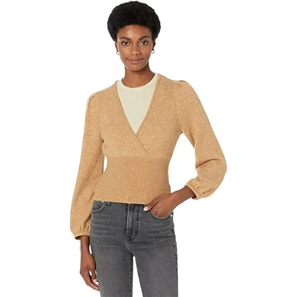 Madewell Wrap V Neck Pullover Sweater Coziest Yarn Womens Size Large nwot